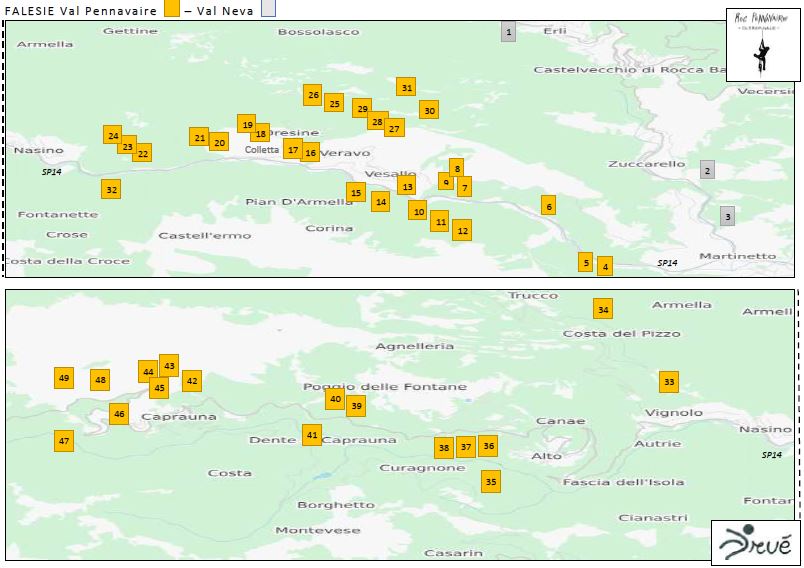 mappatura falesie Val Pennavaire